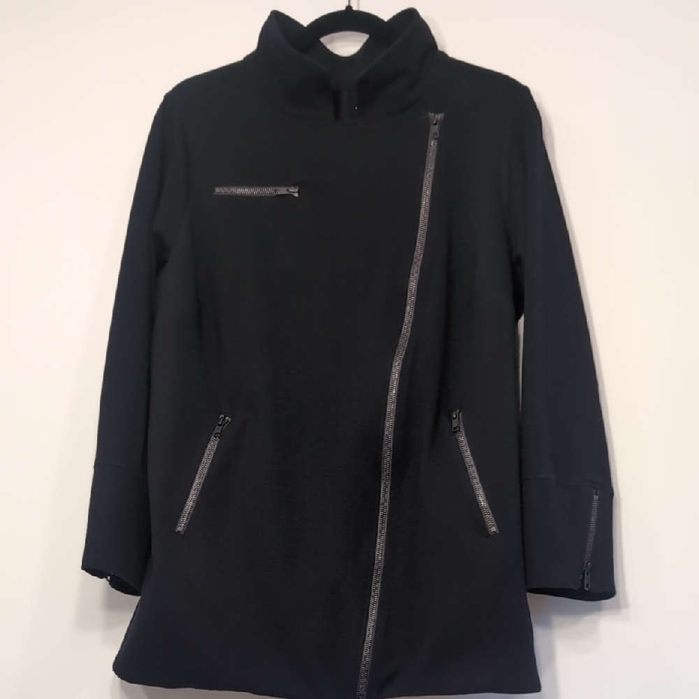 Eileen Fisher | Black Asymmetrical Zip Up Coat Size 1x